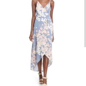 ASTR The Label Floral Asymmetrical Hem Midi Dress